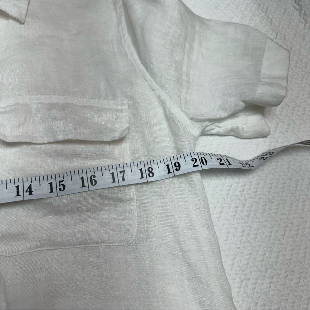 Equipment White 100% Linen Shirt Dress Collar Short Sleeve Size M - Picture 9 of 9